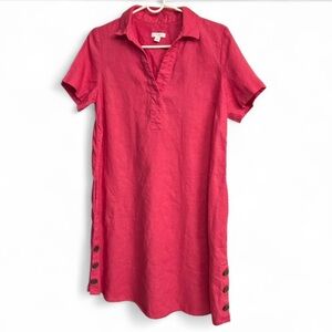 J. Jill Linen Shirt Dress in Hot Pink